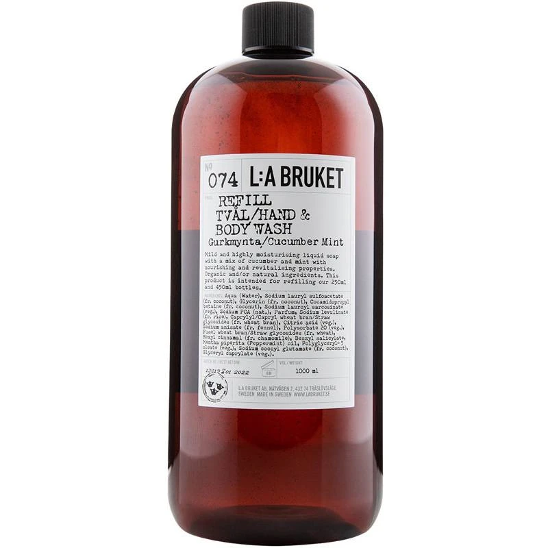 L:A Bruket 074 Hand & Body Wash Refill 1000 Ml - Cucumber Mint
